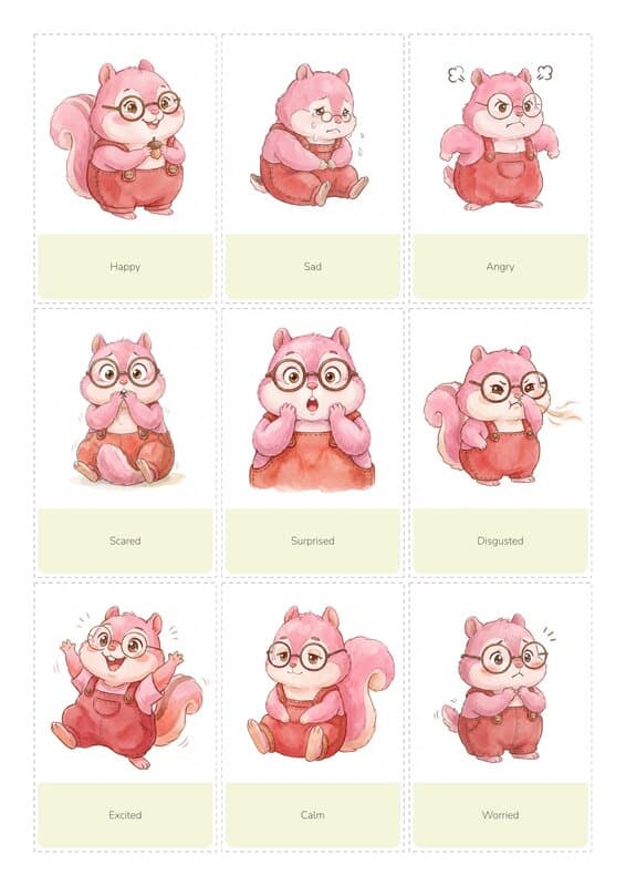 Example of emotion cards created with Therapy Resources